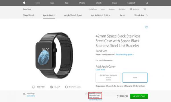 photo of Ship times for all non-Edition Apple Watch models improve to one day in US image