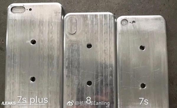 photo of Alleged Apple molds show expected 'iPhone 8' design next to '7s' and '7s Plus' image