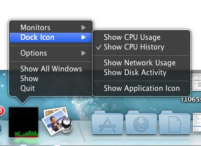 photo of Monitor OS X network, CPU and disk activity in the Dock image