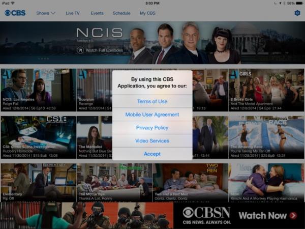 photo of No Comment: CBS iPad app just needs you to sign right here image
