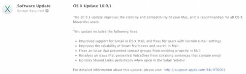 photo of Apple releases OS X 10.9.1 image