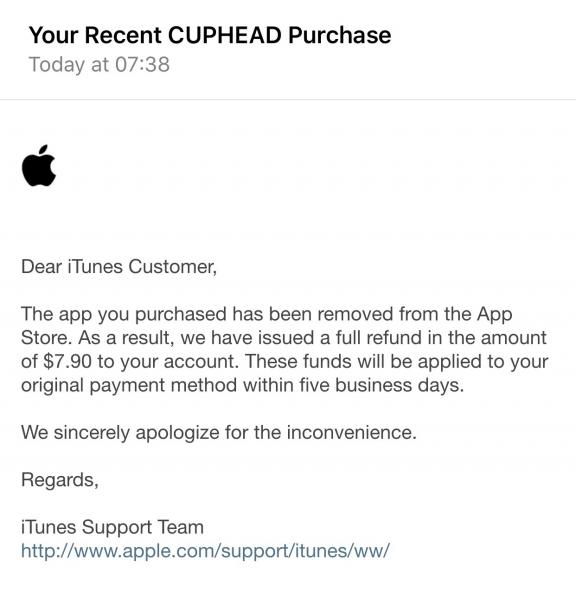 photo of Apple is Apparently Automatically Refunding Purchases of the Fake 'Cuphead' App image