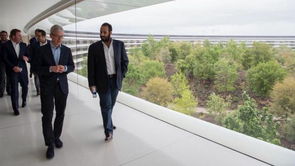 photo of Saudi Crown Prince Mohammed bin Salman meets with Tim Cook at Apple Park to discuss app development, education… image