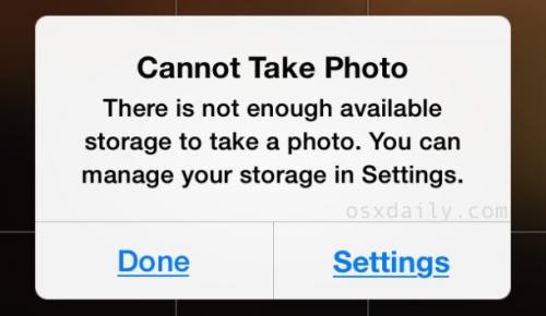 photo of iPhone “Cannot Take Photo” Because Not Enough Storage? Temporary Workaround Takes a Few More Pics image