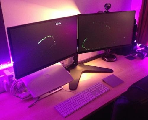 photo of Mac Setup: Dual Display MacBook Pro Retina with Custom LED Backlighting image