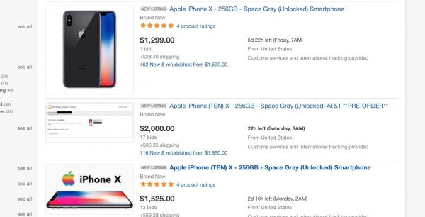 photo of iPhone X shipping dates slip to 5-6 weeks as scalpers flood eBay with >100% premiums image