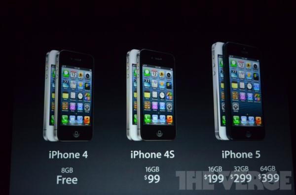 photo of iPhone 5 available in 16, 32, and 64 GB capacities starting at $199, iPhone 4 & 4S prices dropped image