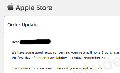 photo of iPhone 5 arrival dates improve for some Apple customers image