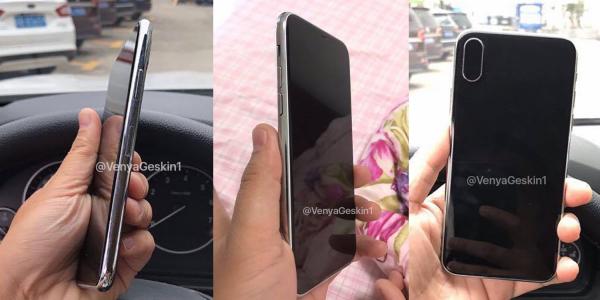 photo of iPhone 8 dummy model surfaces with edge-to-edge display, no rear Touch ID, and elongated power button image