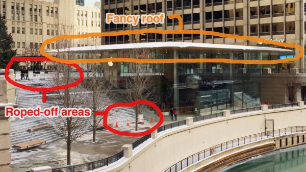photo of Apple’s MacBook Air-like store roof wasn’t designed to handle snow…in Chicago image