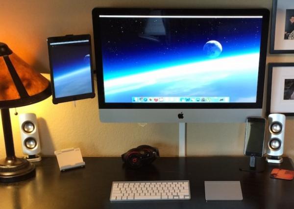 photo of Mac Setup: Wall Mounted iMac 27″ with iPad as Dual Display image