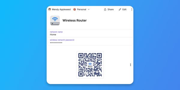 photo of 1Password adds the ability to share Wi-Fi password using a QR Code image