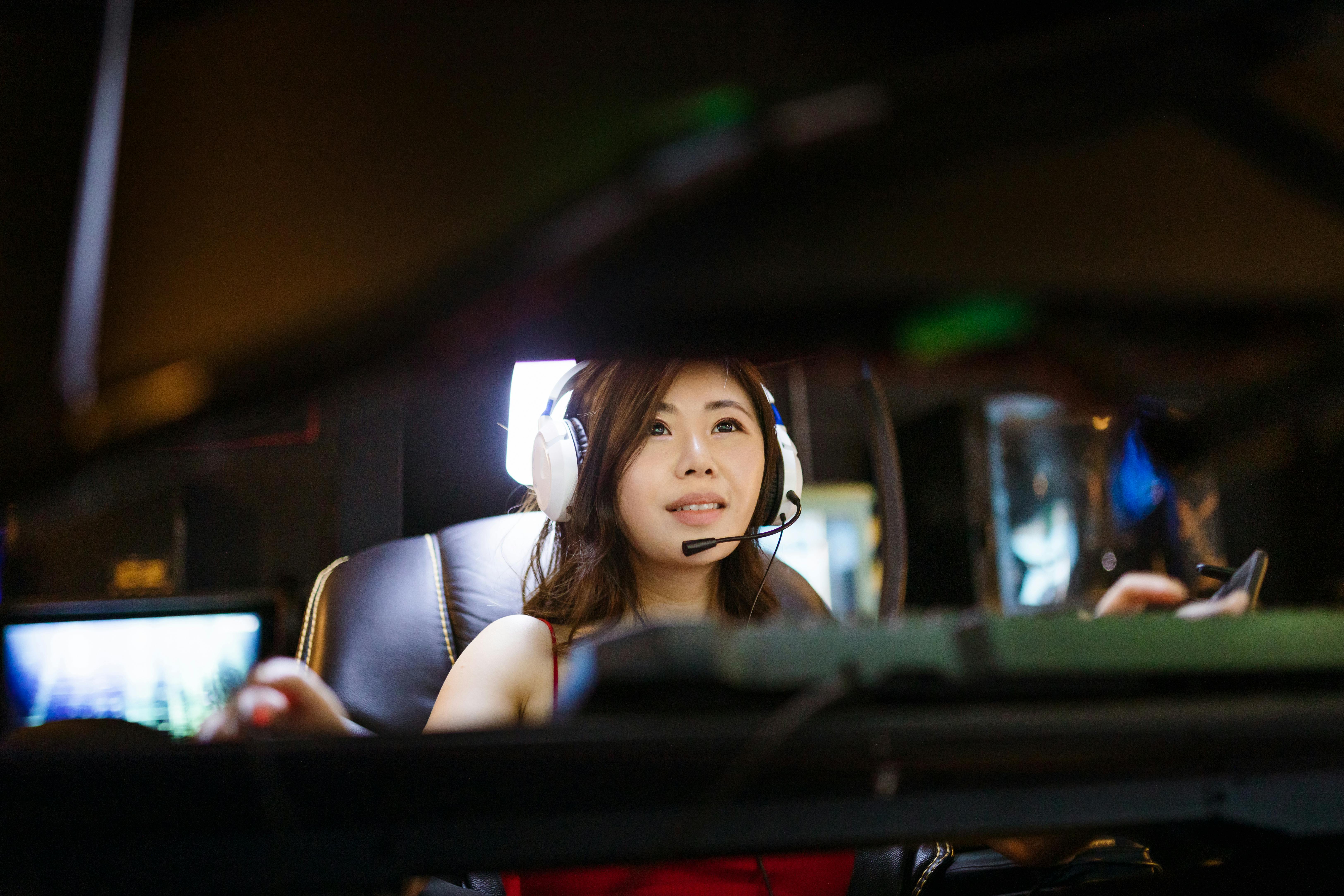 woman playing computer game