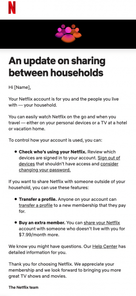 Netflix password sharing crackdown…
