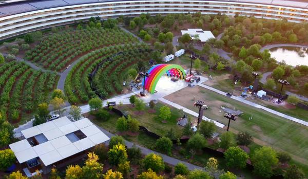 photo of New aerial Apple Park video shows mystery rainbow stage image