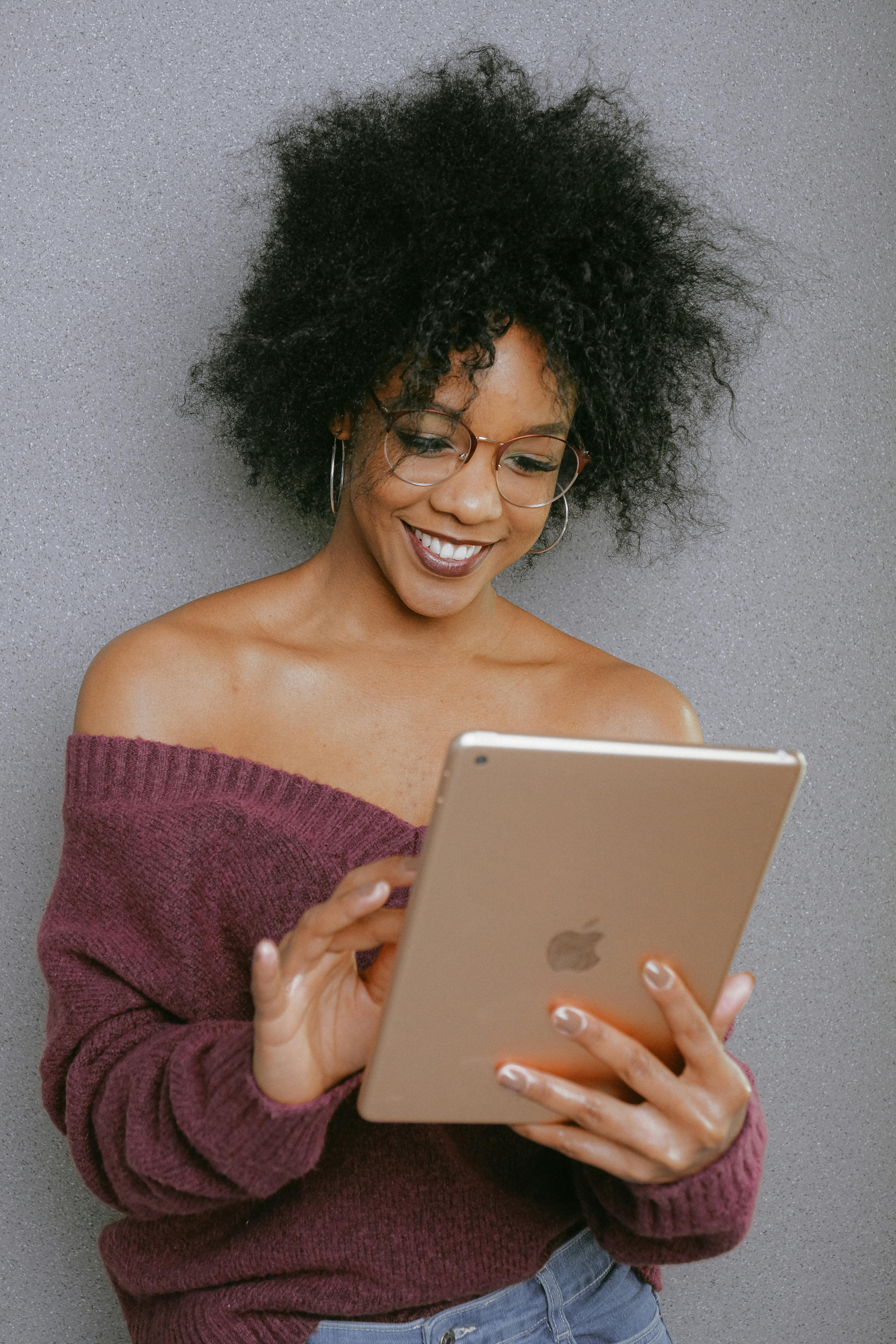 woman using iPad