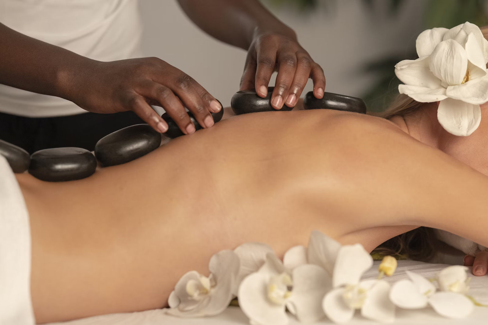 hot stone massage woman