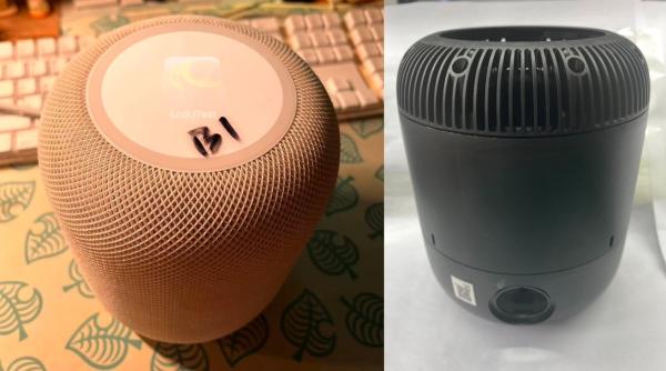 photo of Prototype HomePod with LCD touchscreen surfaces in photo image
