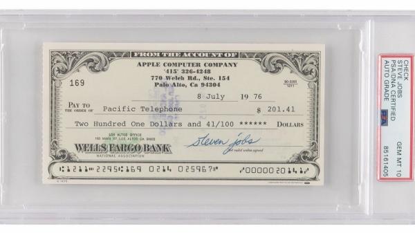 photo of Steve Jobs' signature on 1976 Apple check will fetch thousands at auction image
