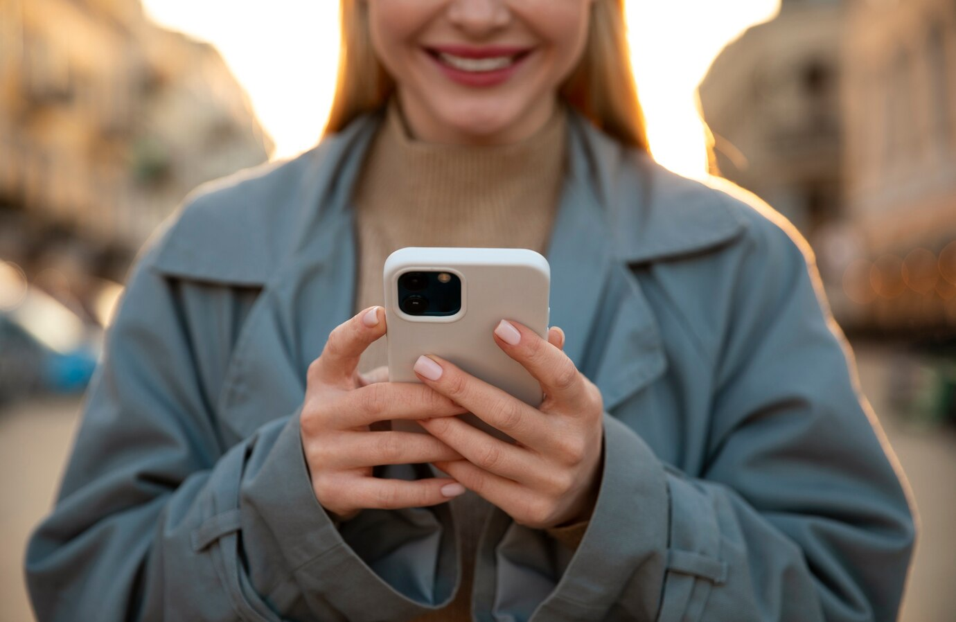 woman using iphone