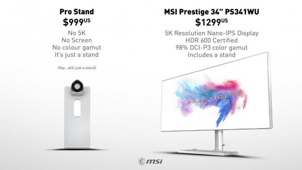 photo of Display maker MSI mocks Apple’s $999 Pro display stand with ad for its 5K display image