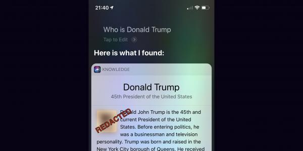 photo of Siri is currently showing a very NSFW image when asked ‘Who is Donald Trump?’ image