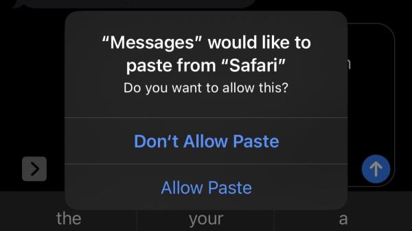 photo of iOS 16 would like your permission to paste, and paste again, and also to paste (hey, want to paste?) image
