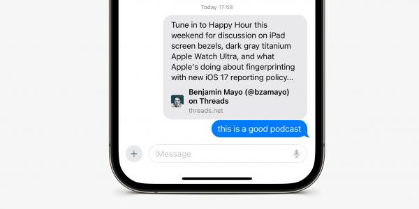 photo of iMessage now supports rich links previews for Threads image