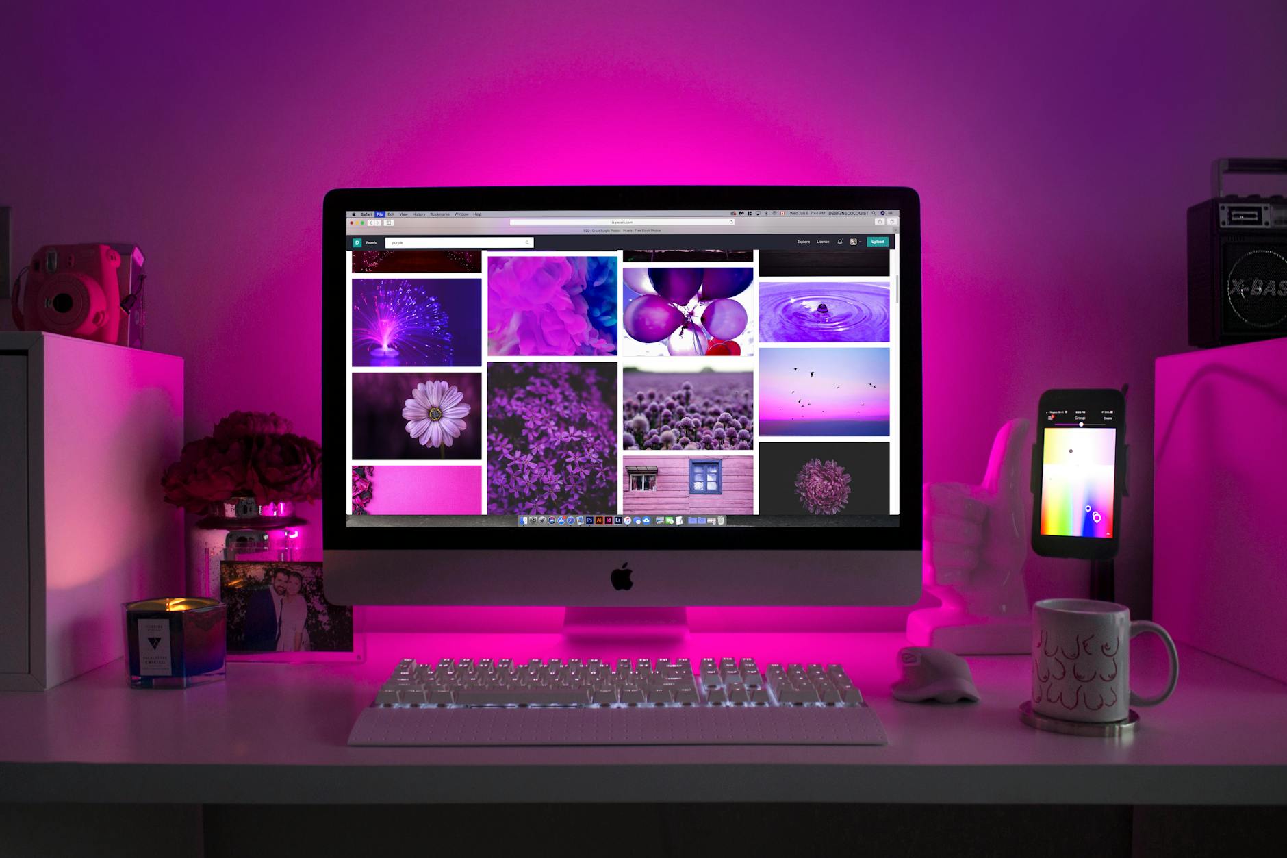 iMac with purple lights