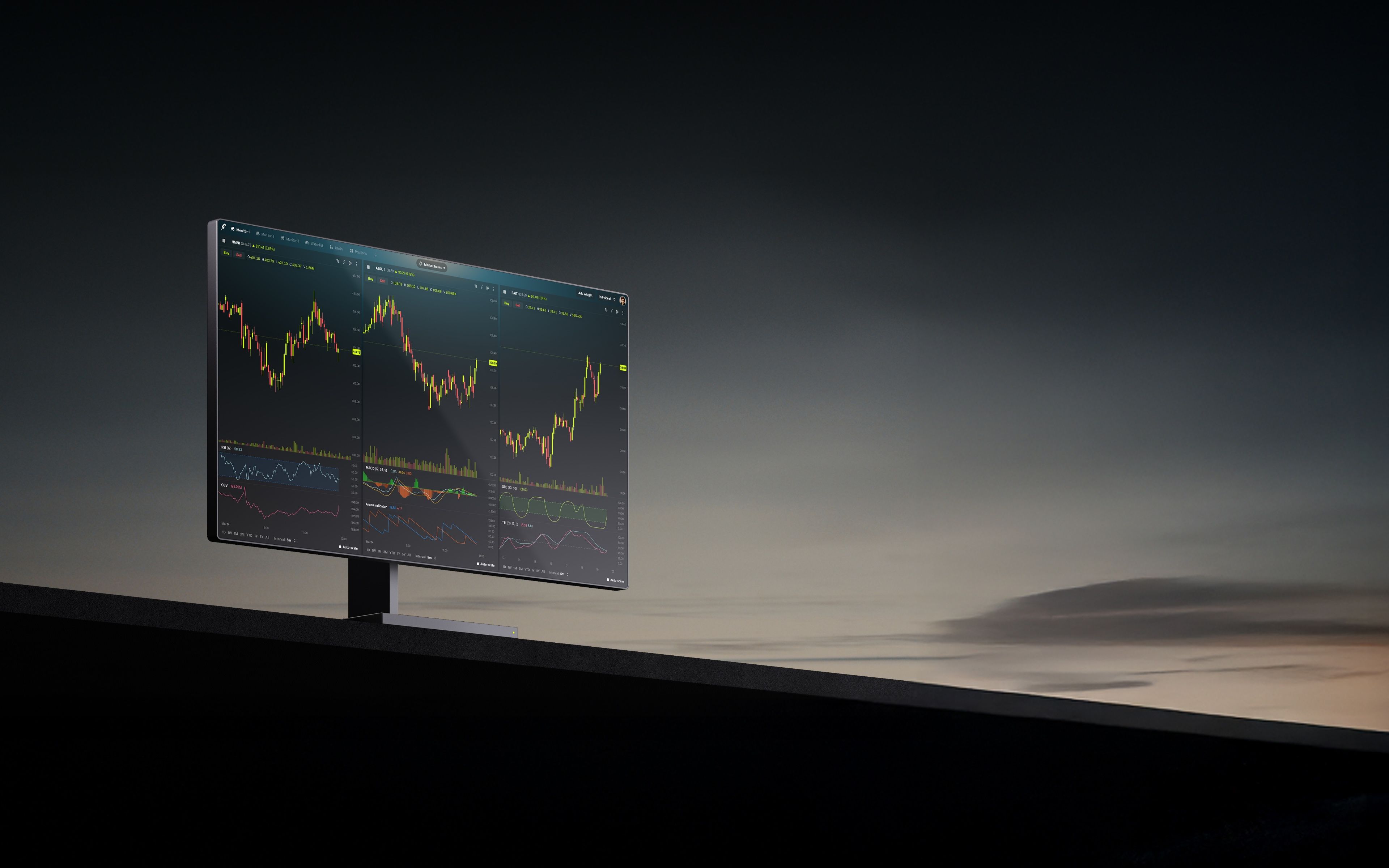 stocks on monitors