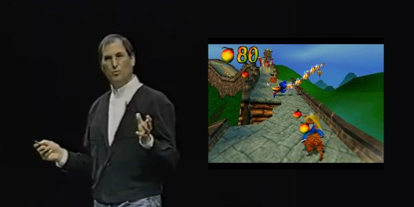 Watch Steve Jobs unveil a PS1 emulator…